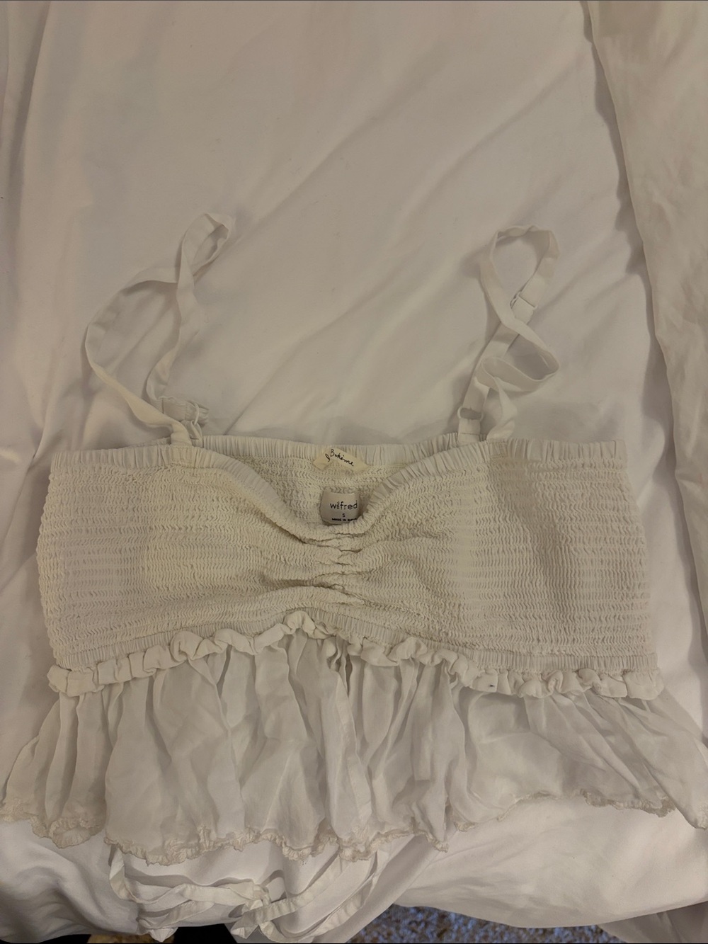 Wilfred Cream Smocked Ruffle Camisole with Adjustable Straps